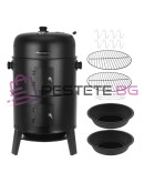 Скара барбекю пушилня с капак на дървени въглища термометър 3в1